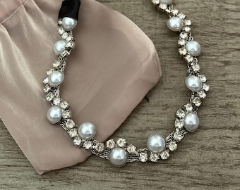 Silver Pearl Rhinestone Bun Wrap: Ballet Hairpiece