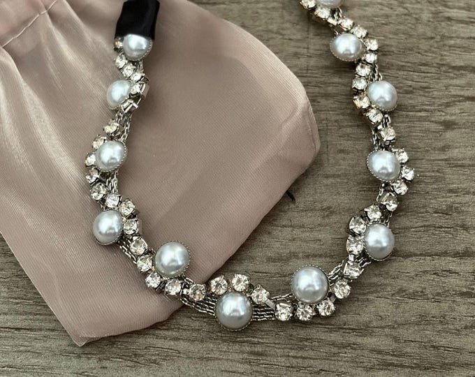 Silver Pearl Rhinestone Bun Wrap: Ballet Hairpiece