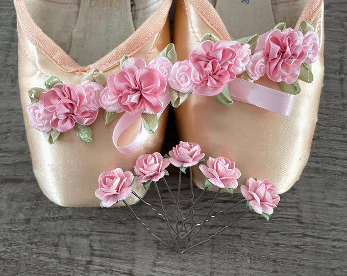 Pink Ballet BunWrap and Mulberry Pin Set: Dancer Gift