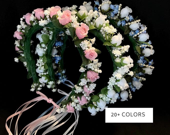 Floral Ballet Hair Wreath, Dance Recital Headpiece, Flower Girl Crown, First Communion Halo