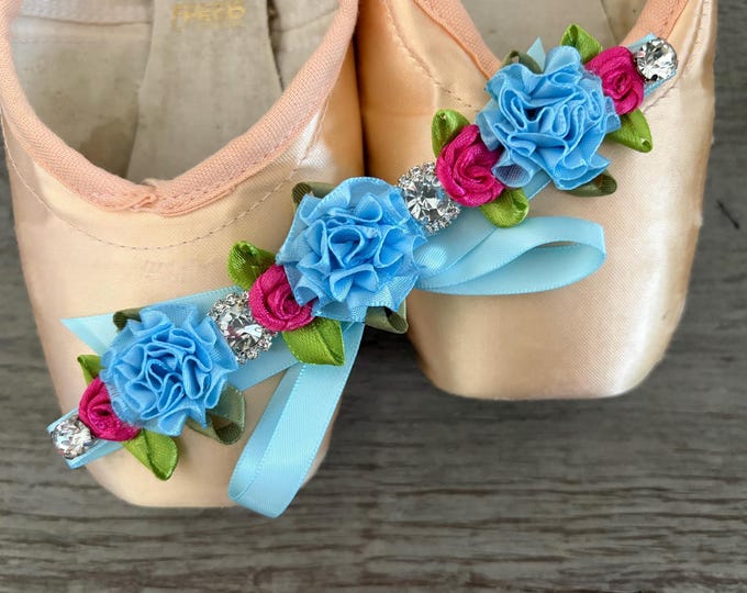 Blue and Fuchsia Nutcracker Bun Wrap: Rhinestone Ballet Hair Accessory