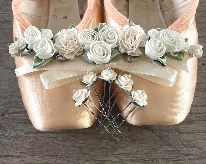 Ivory Ballet Gift Set: Ivory BunWrap and Mulberry BunPin Bundle