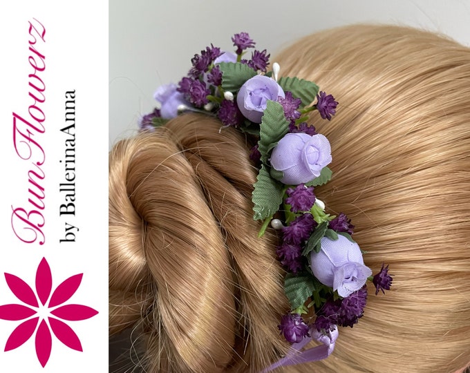 BunFlowerz Lilac Fairy Hair Piece (Sleeping beauty flower garland, La Bayadere bun garland, Le Corsaire head piece, YAGP headpiece))