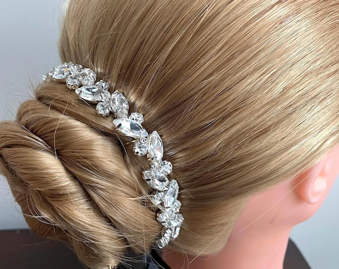 Handmade Silver Rhinestone Bun Wrap: Bridal Ballet Hair Piece