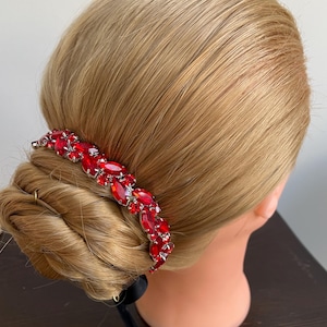 Handmade Ruby Rhinestone Bun Wrap: Ballet Hair Piece