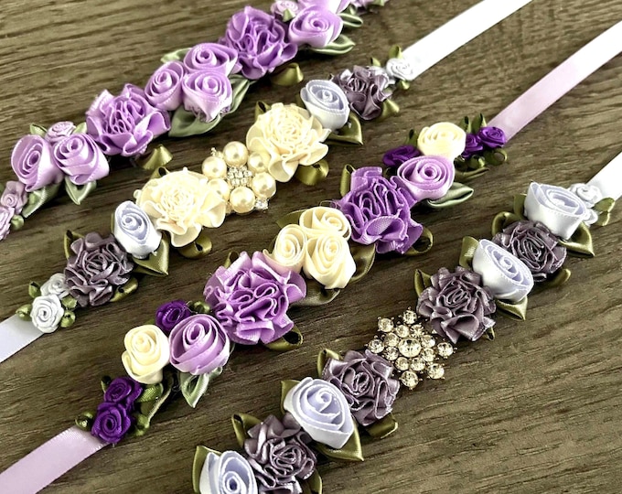 Dusty Lavender Lilac Ballet Bunwrap – Floral Roses Hairpiece for Dance Recital
