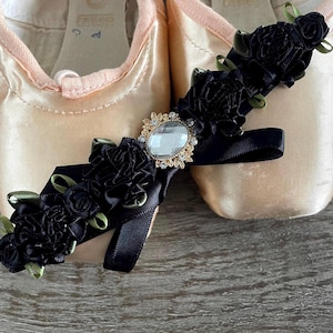 Black Jewel BunWrap: Ballet Hairpiece with Satin Ribbon