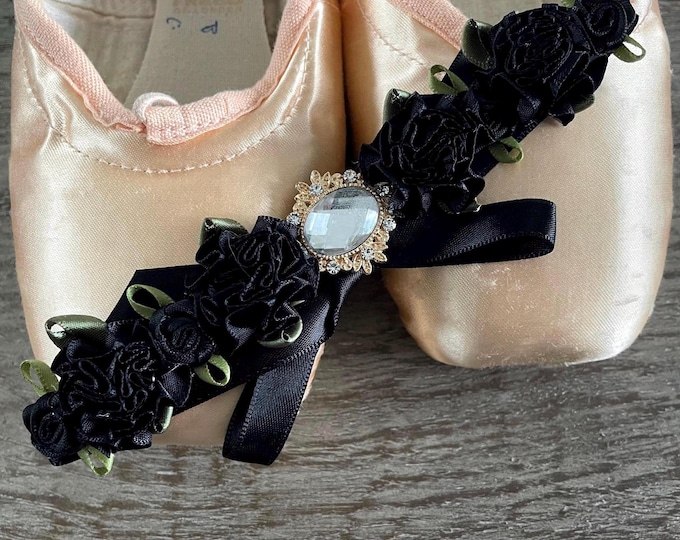 BunFlowerz Black Jewel BunWrap (black ballet wrap, YAGP hairpiece, black hair garland, Odile hairpiece, Odille bun pin, YAGP bun pin)