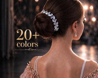 Rhinestone Bun Wrap, Ballet Hairpiece, Dance Recital Accessory, Crystal Crown, 20+ Colors