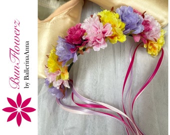 Multi-Color Ballet Flower Garland (dew drop fairy head piece, flower queen hair garland, waltz of the flowers garland, rainbow flower crown)