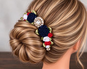 Flames of Paris Ballet Hairpiece: Red, White, and Blue dance hair piece