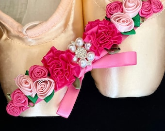 BunFlowerz Fuchsia Jewel BunWrap (Swanhilda bunwrap, pink buncrown, ballet wrap, pink hair crown, pink Bun wreath, hair garland, bun pin)