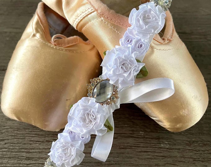 White Rhinestone BunWrap: Bridal Flower Hairpiece