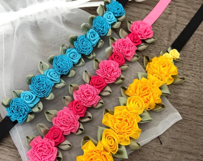 Vibrant Rose Ballet Bun Wrap Collection: Yellow Fuchsia Turquoise Competition Dance Hair Piece