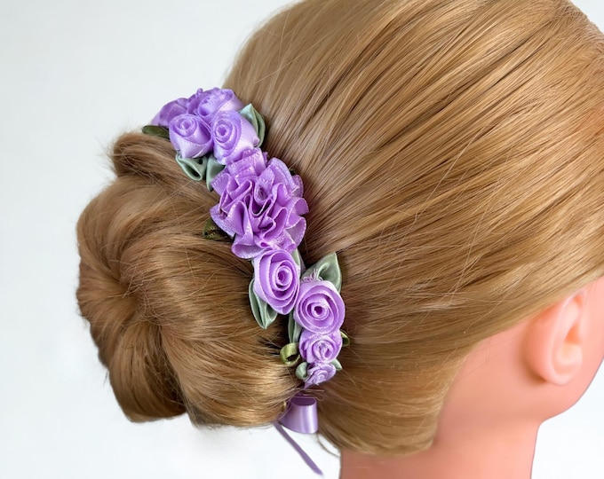 Lavender Floral Ballet Bun Wrap: Dance Flower Hairpiece