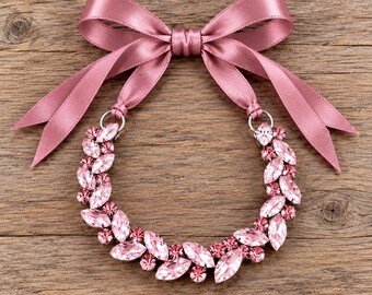 Pink Crystal Bun Wrap: Rhinestone Ballet Hairpiece