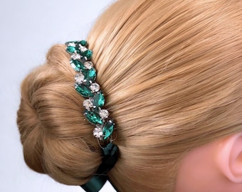 Green Rhinestone Bun Wrap: Esmerelda Ballet Hair Piece