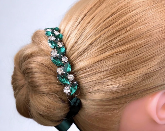 Green Rhinestone Bun Wrap: Esmerelda Ballet Hair Piece