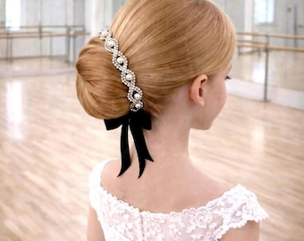 Pearl Rhinestone Ballet BunWrap – Classical Dance Hair Accessory – Competition Ballet Headpiece – Bun Crown