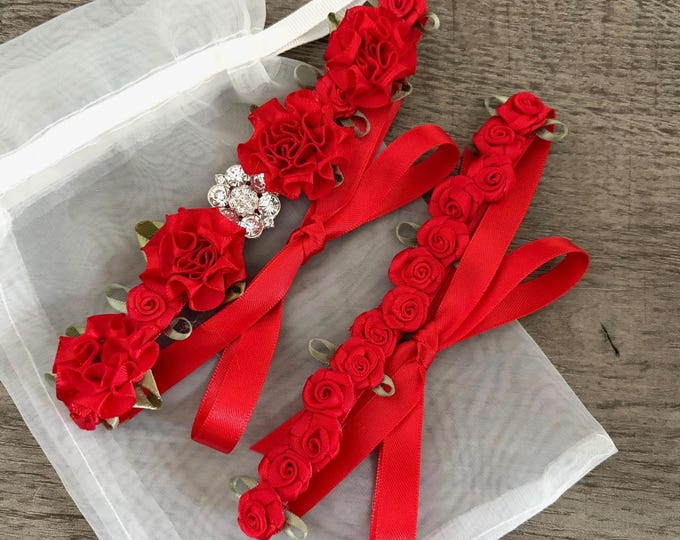 Red Ballet Bun Wrap Collection – Rhinestone BunWrap for Dance – Recital Hair Accessory