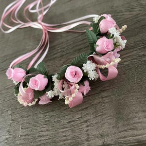Pieza de cabello BunFlowerz Mauve La Fille Mal Gardee YAGP (guirnalda para el cabello rosa Swanhilda, guirnalda de moño, tocado de coppelia, corona de flores malva)