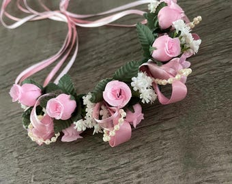 BunFlowerz Mauve La Fille Mal Gardee YAGP Hair Piece (pink Swanhilda hair garland, bun garland, coppelia head piece, mauve flower crown)