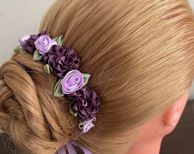BunFlowerz Purple & Lavender Floral BunWreath (ballet bunwrap, hair garland, bunflowers, ballet wrap, flower, floral hairpiece, flowercrown)