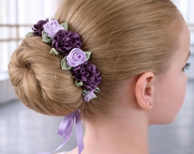 Lavender Ballet Bun Wrap Collection – Floral Dance Recital Headpiece – Purple & Plum Hairpiece