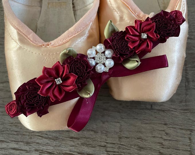 Burgundy Ballet BunWrap: Paquita Gamzatti Hair Garland with Pearls
