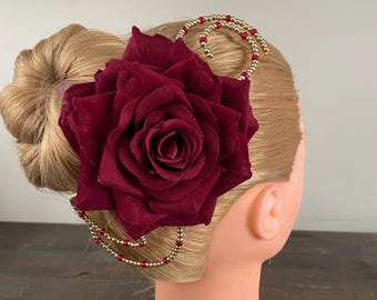 Burgundy Rose Ballet Headpiece: Paquita Hair Flower