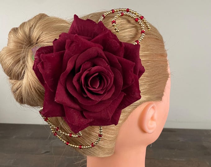 Burgundy Rose Ballet Headpiece: Paquita Hair Flower