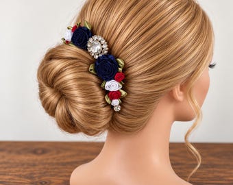 Flames of Paris Ballet Hairpiece: Red, White, and Blue dance hair piece