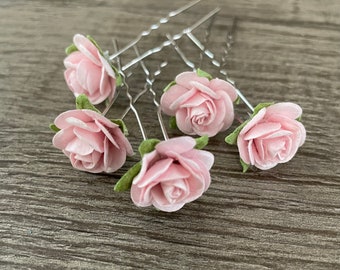 Pink Mulberry BunPins (ballet bun pin, hair flower, bridal pins, bunflowers, hair garland, ballet wrap, flower girl hair, bunflowerz)