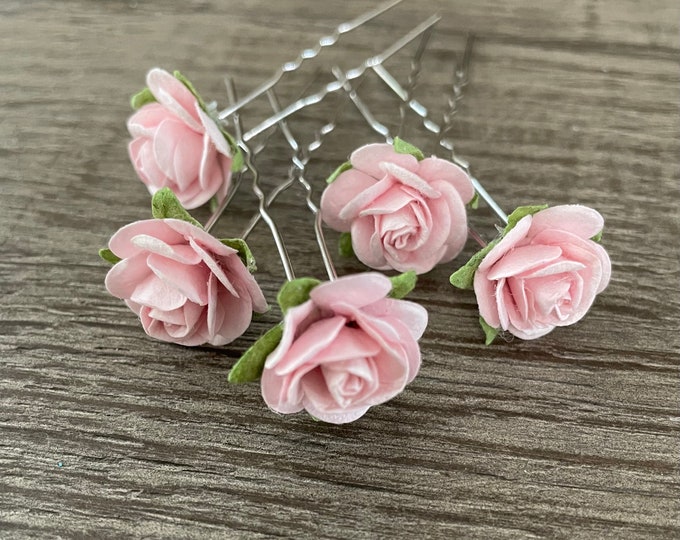 Pink Mulberry BunPins (ballet bun pin, hair flower, bridal pins, bunflowers, hair garland, ballet wrap, flower girl hair, bunflowerz)