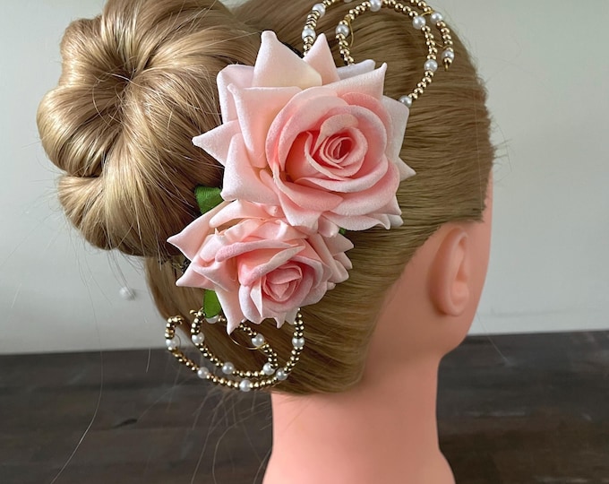 Pink Double Rose Ballet Headpiece: Spanish Flower Headpiece