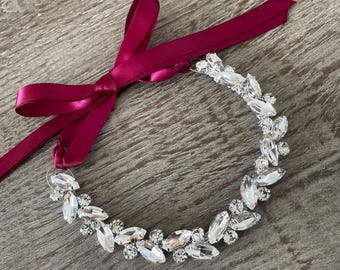 Burgundy Rhinestone BunWreath (ballet crystal hair piece, paquita Burgundy BunWrap, bun Crown, ballet wrap, Burgundy Bun Wrap)