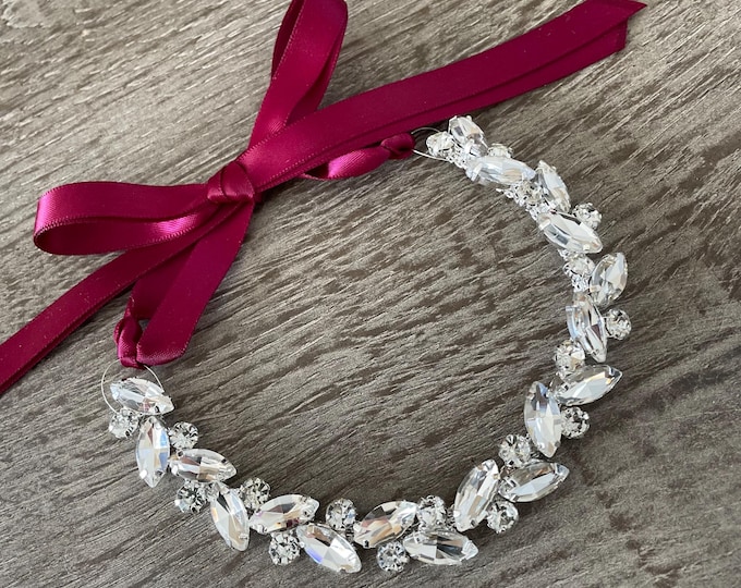 Burgundy Rhinestone BunWreath (ballet crystal hair piece, paquita Burgundy BunWrap, bun Crown, ballet wrap, Burgundy Bun Wrap)