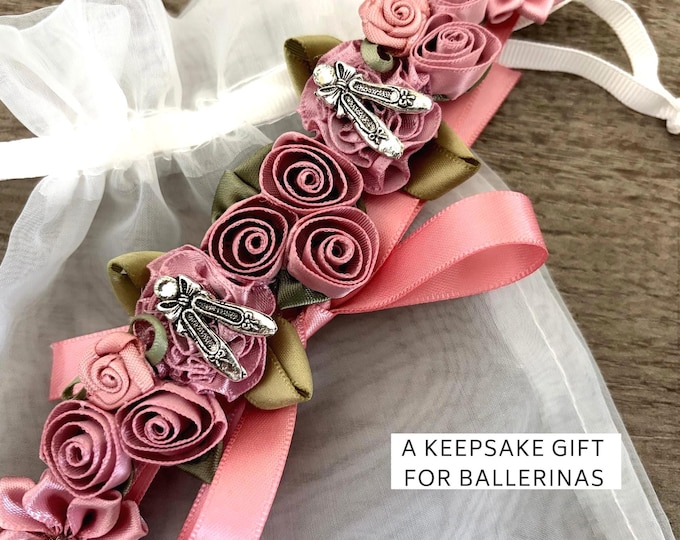 Dance Gift for Ballerina | Ballet Hair Accessory with Slipper Charms | Recital Keepsake Gift
