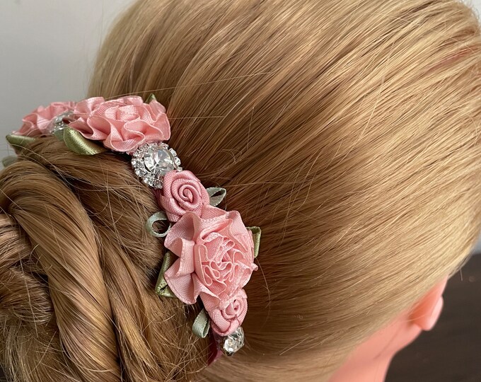 Ballet pink rhinestone BunWreath: Clara party girl ballet Bun Wrap