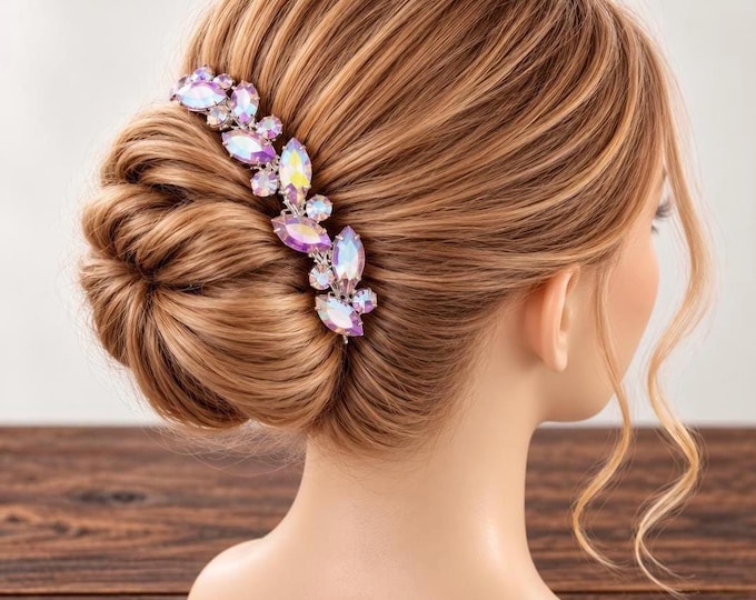 AB Rhinestone Dance Recital Hairpiece, Ballet Bun Wrap, Competition Headpiece