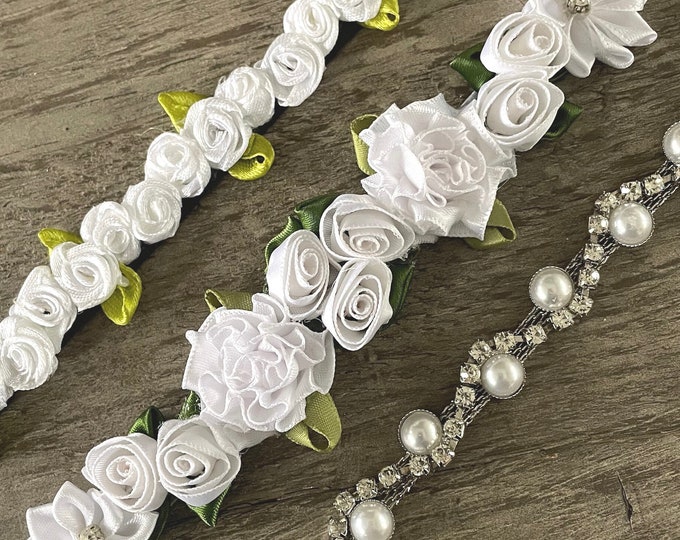 White BunWrap Bundle (white ballet wrap, white bun wrap, dance gift set, floral hair garland, aurora bunwrap, bun wreath, bunflowerz)