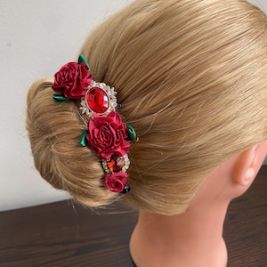 Burgundy Rhinestone Ballet Bun Pin: Paquita Gamzatti Hair Piece