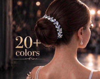 Rhinestone Bun Wrap, Ballet Hairpiece, Dance Recital Accessory, Crystal Crown, 20+ Colors