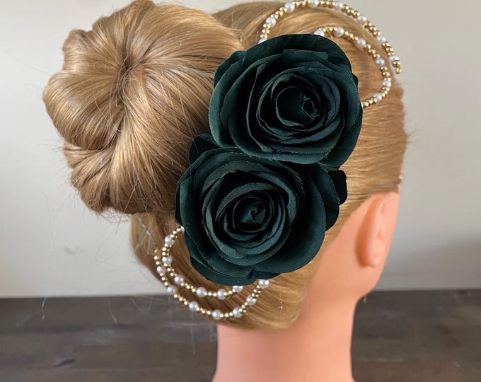 Green Double Rose Ballet Headpiece:  Esmerelda Hairpiece