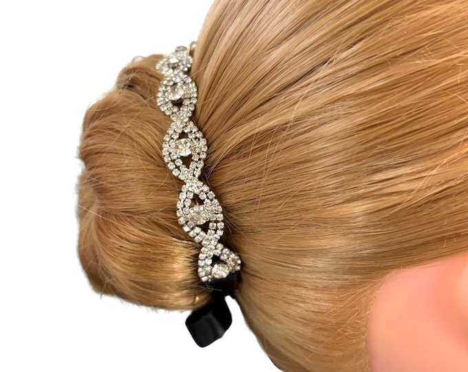 Dance Rhinestone Hairpiece | Recital Bun Wrap | Infinity Crystal Bride Hair Vine