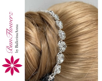 BunFlowerz Rhinestone BunWrap (contemporary jewel ballet wrap, bunflowers, bridal bunwreath, bun crown, ballet hairpiece, diamond bunwrap))