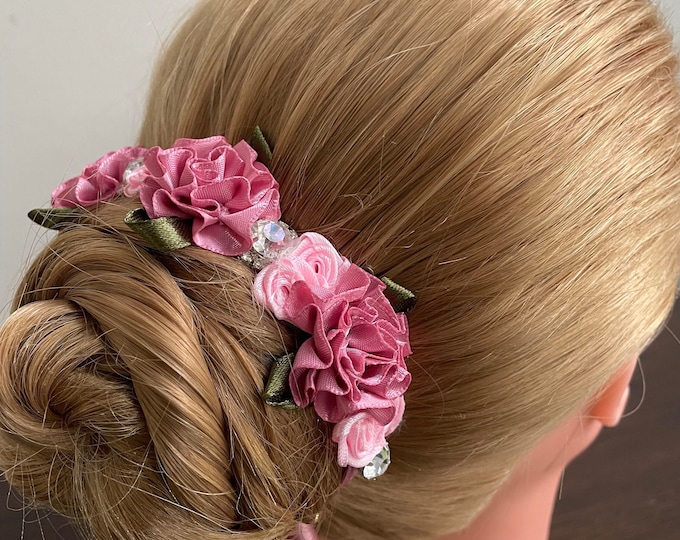 BunFlowerz Party Girl Nutcracker BunWrap (mauve nutcracker ballet wrap, party girl bunwreath, jewel bunpin, floral hairpiece, clara bunwrap)