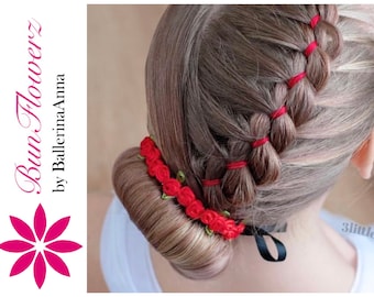 Assorted Color Rosette BunWreaths (ballet wrap, floral hairpiece, bun wrap, ribbon roses hair crown, bun crown, hair garland, bunflowers))