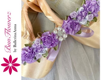 BunFlowerz Lavender Jewel BunWreath (floral hairpiece, ballet wrap, pearl bun flower, hair garland, buncrown, lavender bunwrap, lilac fairy)