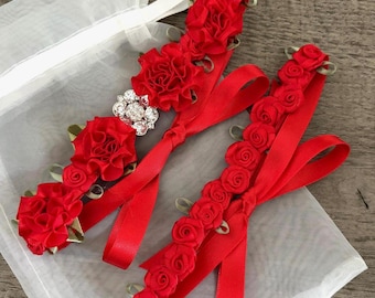 Red Ballet Bun Wrap Collection – Rhinestone BunWrap for Dance – Recital Hair Accessory